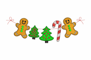 Gingerbread Garland Christmas Embroidery Design