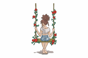 Girl on Swing Embroidery Design