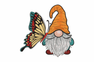 Gnome with Butterfly Embroidery Design