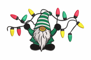 Gnome with Lights Embroidery Design