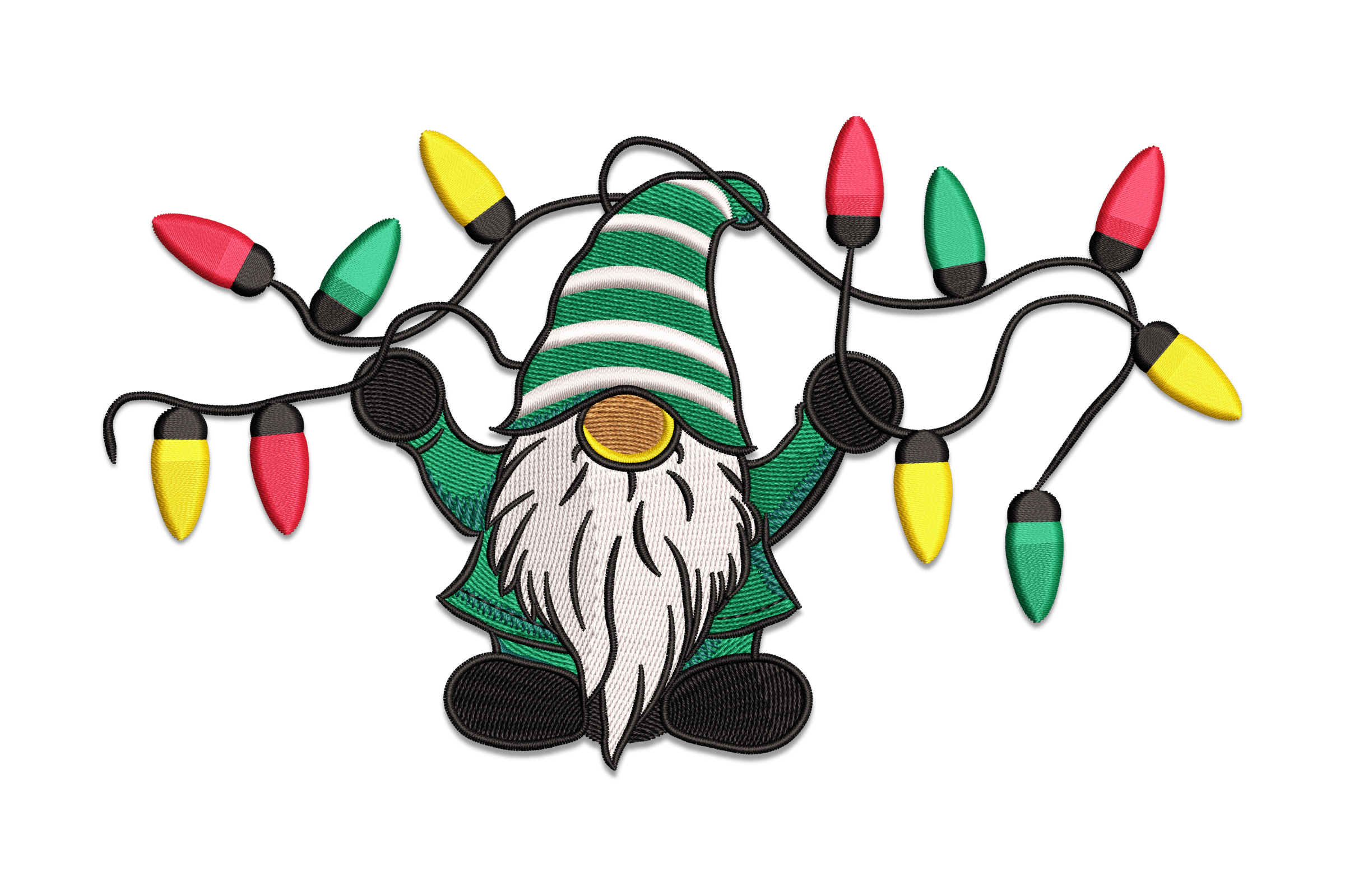 Gnome with Lights Embroidery Design