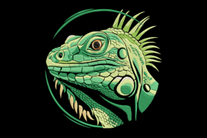 Green Iguana Embroidery Design