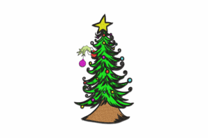 Grinch-Inspired Christmas Tree Embroidery Design