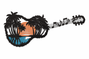 Guitar Island Embroidery Design