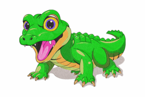 Happy Alligator Embroidery Design