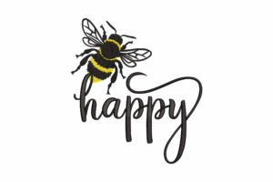Happy Bee Embroidery Design
