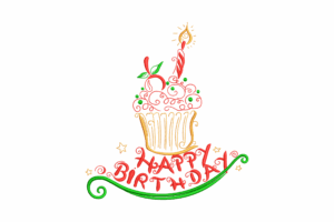 Happy Birthday Cupcake Embroidery Design