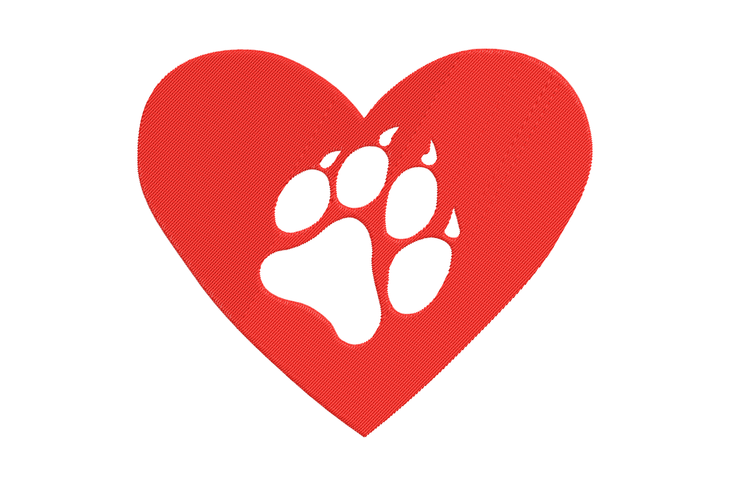 Heart with Paw Print Embroidery Design