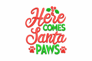 Here Comes Santa Paws Embroidery Design