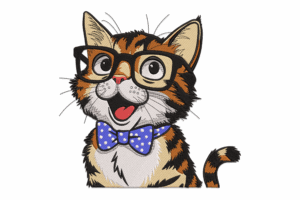Hipster Cat Embroidery Design