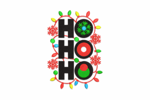 Ho Ho Ho Christmas Lights Embroidery Design