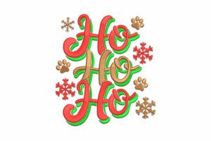 Ho Ho Ho Paw Print Embroidery Design
