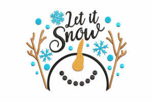 Holiday Let It Snow Snowman Embroidery Design