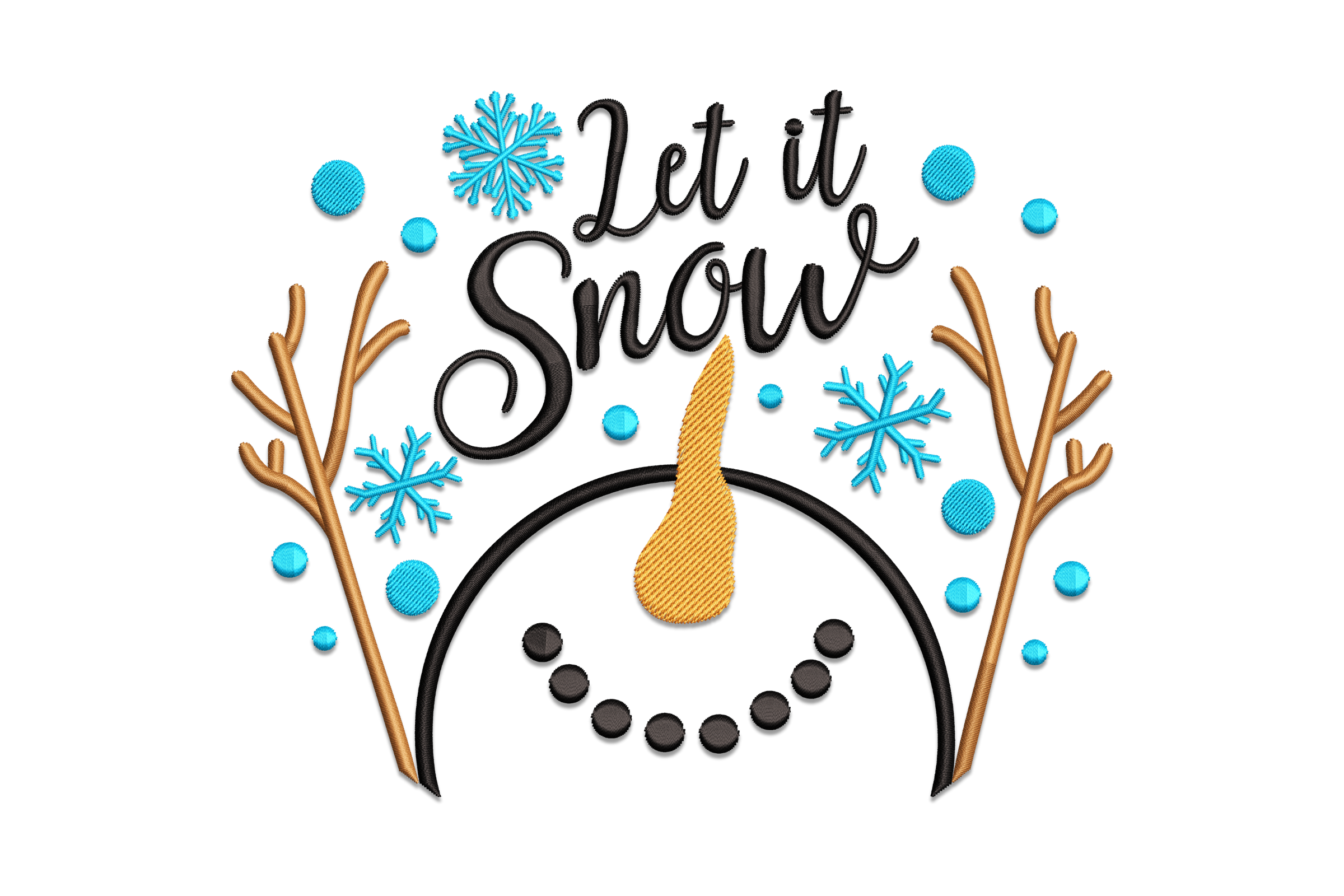Free Holiday Let It Snow Snowman Embroidery Design