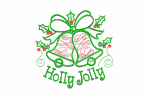 Holly Jolly Christmas Bells Embroidery Design