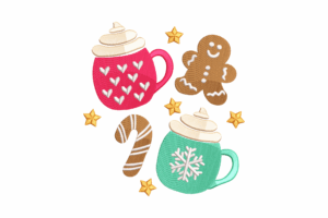 Hot Cocoa & Gingerbread Embroidery Design
