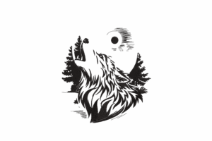 Howling Wolf Machine Embroidery Design
