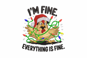 I’m Fine Christmas Chicken Embroidery Design