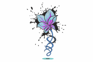 Ink Splash Flower Embroidery Design