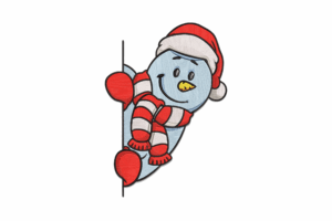 Christmas Snowman Peeking Embroidery Design