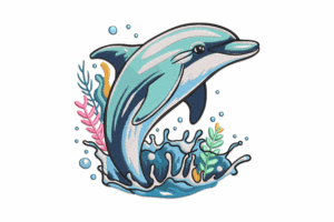 Jumping Dolphin Embroidery Design