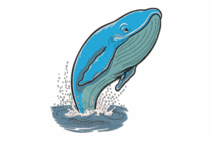Jumping Whale Embroidery Design