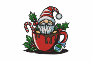 Christmas Gnome in Mug Embroidery Design