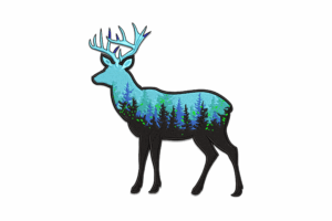 Forest Silhouette Deer Embroidery Design