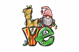 LOVE Gnome Christmas Embroidery Design