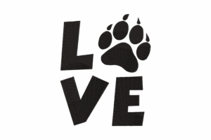 LOVE with Paw Print Embroidery Design
