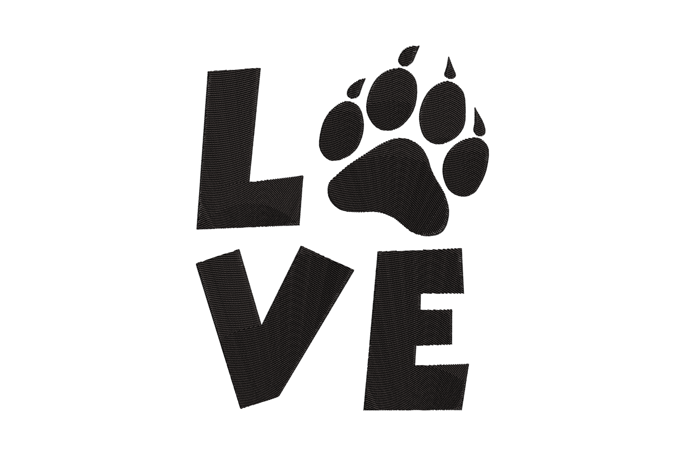 LOVE with Paw Print Embroidery Design