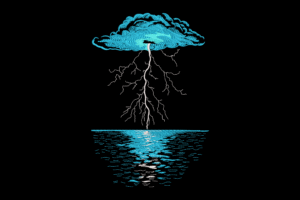 Lightning Storm Over Ocean Embroidery Design