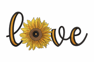 Love with Sunflower Embroidery Design