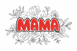 MAMA Flower Outline Embroidery Design