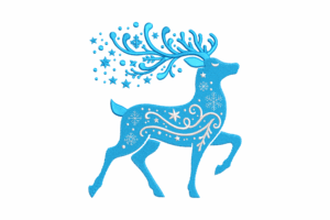 Magical Blue Reindeer Embroidery Design