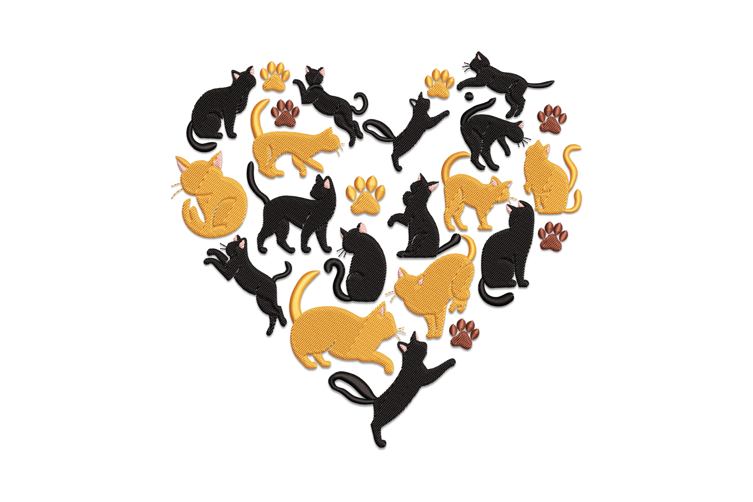 Heart of Cats Embroidery Design