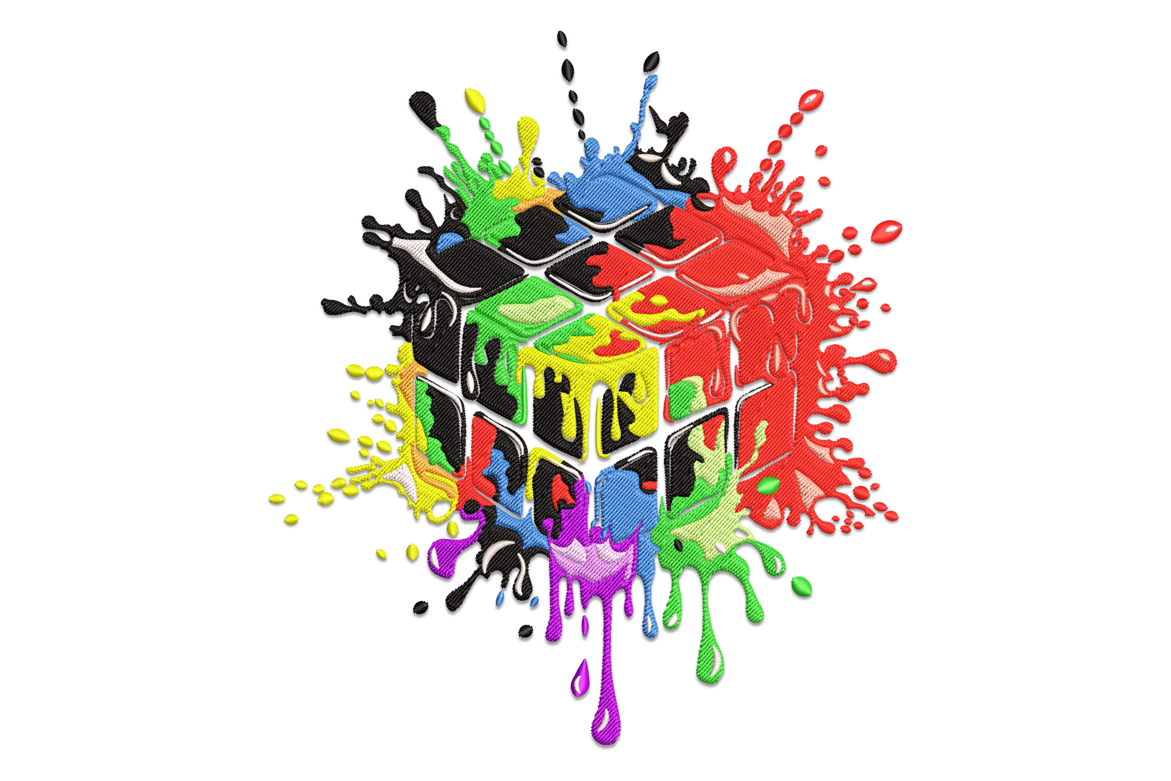 Melting Rubik’s Cube Embroidery Design