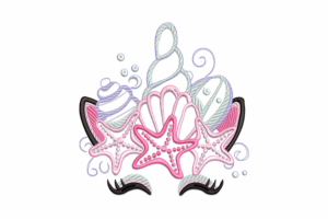 Mermaid Unicorn Seashell Embroidery Design
