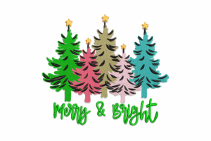 Merry & Bright Pastel Christmas Trees Embroidery Design