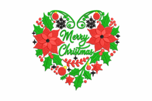 Merry Christmas Heart Machine Embroidery Design
