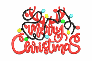 Merry Christmas Lights Embroidery Design