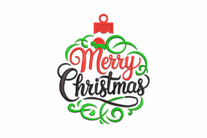 Merry Christmas Ornament Embroidery Design