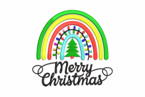 Merry Christmas Rainbow Embroidery Design