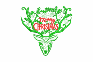 Merry Christmas Reindeer Antlers Embroidery Design
