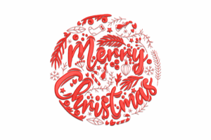 Merry Christmas Round Lettering Embroidery Design