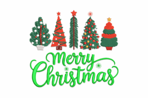 Merry Christmas Trees Embroidery Design