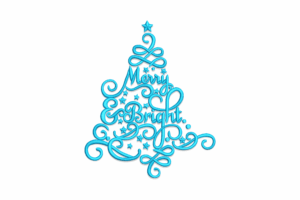 Merry and Bright Swirl Tree Embroidery Design