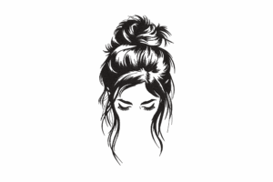 Messy Bun Girl Embroidery Design