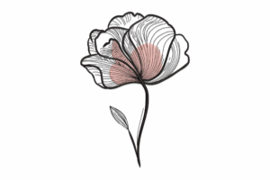 Minimal Sketch Flower Embroidery Design