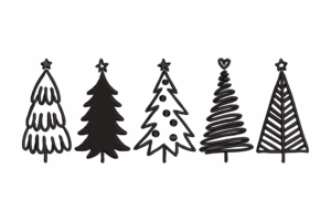 Minimalist Christmas Trees Embroidery Design
